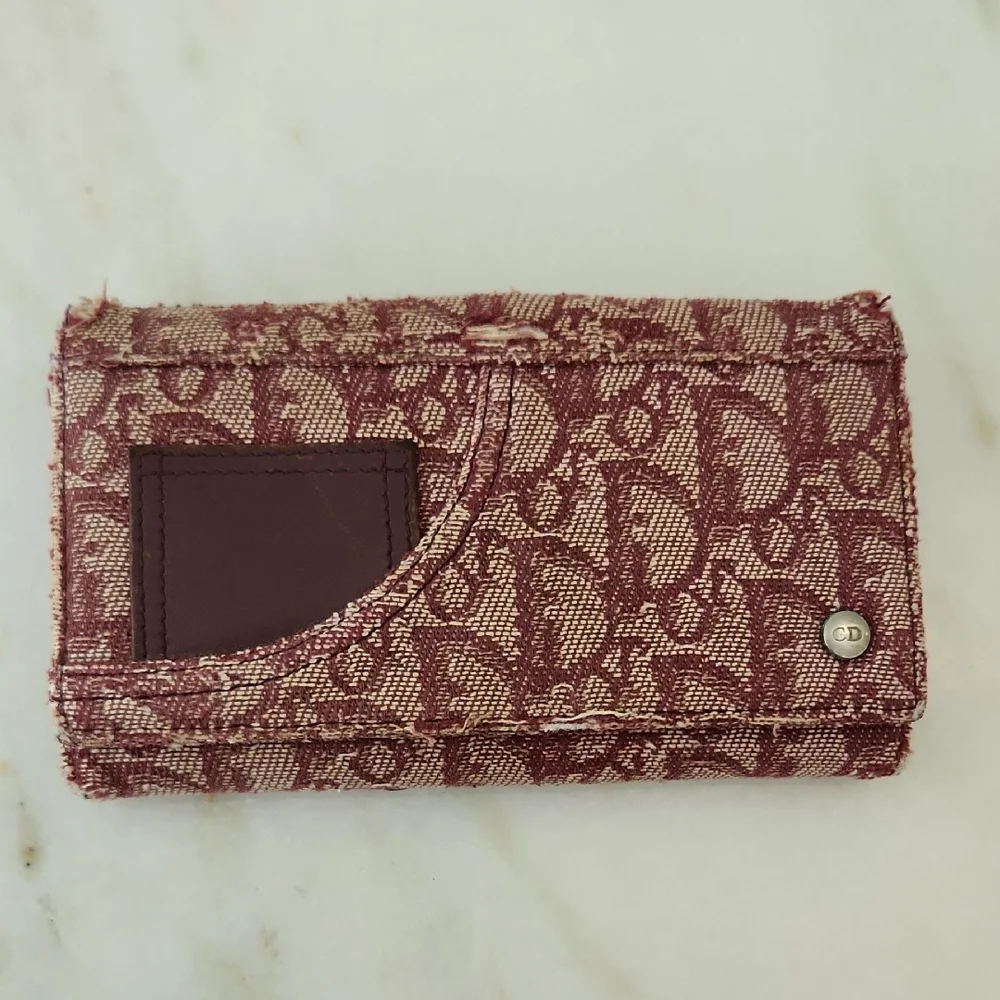 Christian Dior Rich Brown and Burgundy Leather Wallet